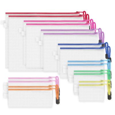 China Promotion\Business\School\Office\Waterproof Travel Zipper Folder Bags Document Mesh Pouch Multipurpose PVC Storage Bags For Office School Cosmetics Travel for sale