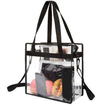 China Stadium Venues Or Concert Stadium Approved Clear Tote Bag Zipper Closure Crossbody Messenger Shoulder Bag With Adjustable Strap for sale