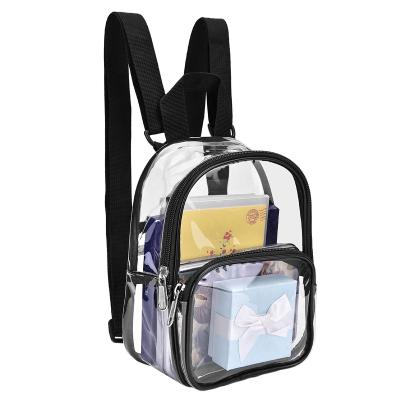 China Custom Fashion PVC Transparent Waterproof Mini Clear Kids Waterproof Bag Students Backpack For School Work Travel Sport for sale