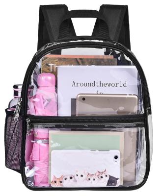 China Custom Wholesale Waterproof Stadium Approved Small Clear Waterproof Transparent Backpack For Students Work Sporting Event for sale