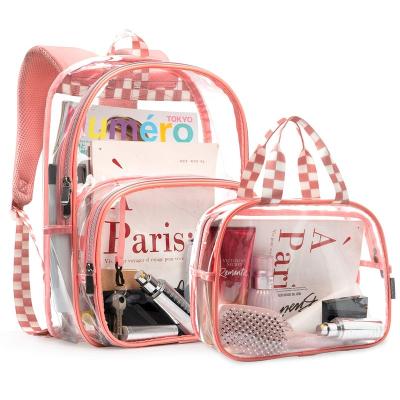 China Children Students Waterproof Durable Clear Girls Schoolbags Transparent PVC Backpack For School Work Safety for sale