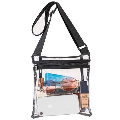 China Stadium Venues Or Concert TPU Clear Zipper Bag Stage Approved Transparent Waterproof Concert Cross - Body Purse With Inside Pocket for sale