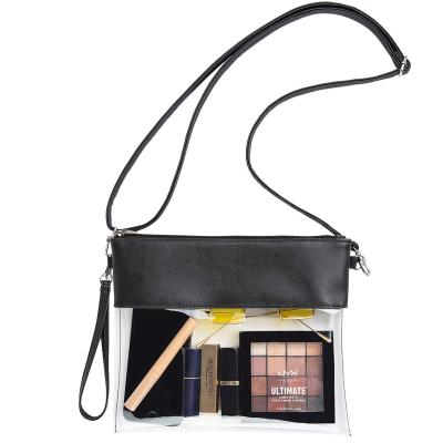 China Stage Venue or Hot Clear Approved Stage Approved Clear Waterproof PU Transparent Clear Makeup Bag Cross - Body Bag with Strap for sale