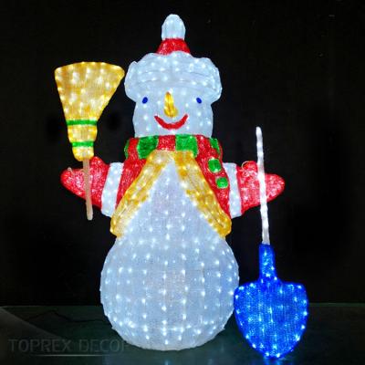 China Import LED Chip 3d Led Outdoor Metal Pattern Lighted Figurines Christmas Acrylic Snowman for sale