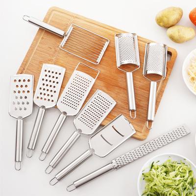 China Viable Custom Multifunctional Stainless Steel Kitchen Utensil Fruit and Vegetable Grater Slicing and Peeling Scraper for sale