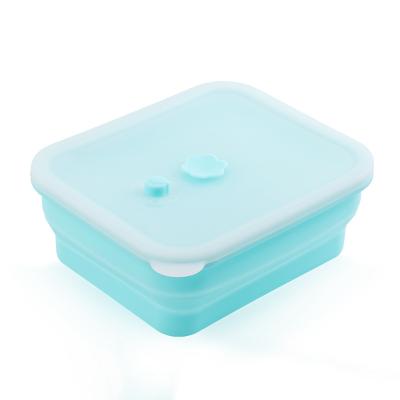 China Factory Wholesale Microwavable Kitchen Food Grade Food Storage Container Silicone Airtight Baby Dinnerware Set Glossy Rectangle Modern Support for sale