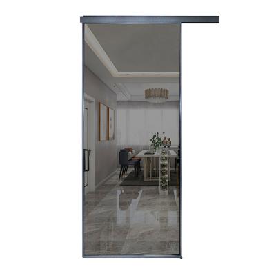 China Trackless Water Proof Modern Design Simple Aluminum Clear Glass Sliding Door for sale