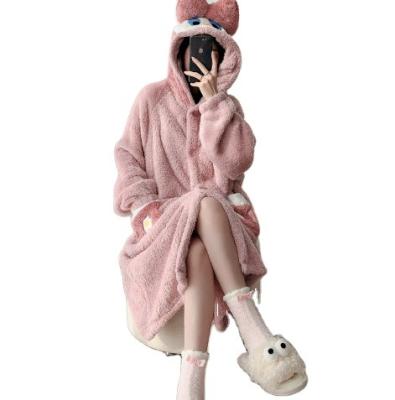 China Su Cotton Fleece Thick Loungewear Winter Dressing Gown Soft Comfortable Cartoon Pajamas Long Autumn And Winter Women Cute Bathrobe for sale