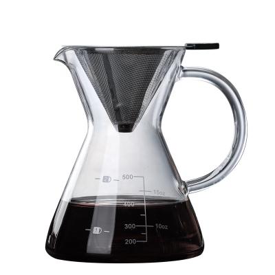 China Viable Factory Direct Borosilicate Glass Coffee Pot With 500ml Handle Holder For Custom for sale