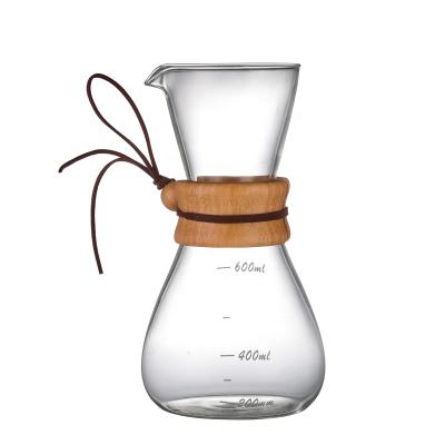 China Sustainable Popular 600ml Coffee Sharing Pot Pyrex Spill Over Glass Coffee Pot for sale