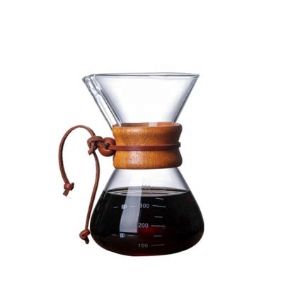 China Sustainable Coffee Mug Handblown Pyrex Glass Coffee Pot With Sleeve Bamboo Tea Sets Heat Resistant Glass for sale