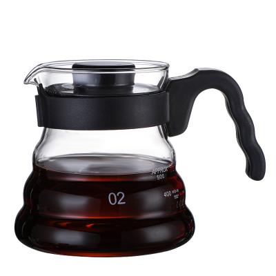 China Borosilicate Glass Coffee Pot 500ml Sustainable High Quality Coffee Spill Over Kettle for sale