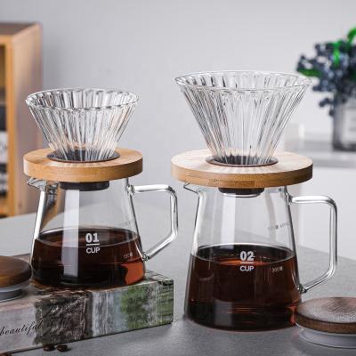 China V60 Hand Drip Coffee Maker Borosilicate Glass Coffee Viable High Quality Glass Pot for sale