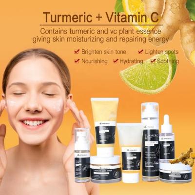 China Anti-aging JMFREE Wholesale OEM Natural Organic Anti Acne Skincare Cream Face Care Brightening Whitening Turmeric Skin Care Set for sale