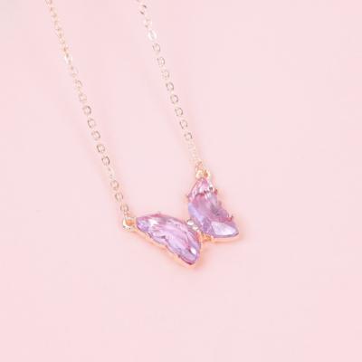 China Fashion Party Gift Colorful Quartz Crystal Butterfly Necklaces O Europe Pendant Healing Jewelry for sale