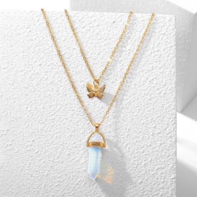 China Europe Energy Meditation Reiki Jewelry Adjustable Multi Chain Healing Crystal Pendant Butterfly Necklaces for sale