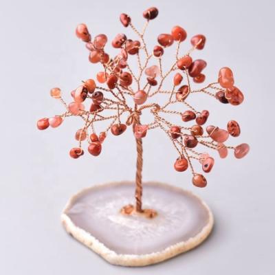 China Wholesale Europe Jasper Natural Bonsai Money Tree Healing Stones Crystals Chakra Home Decorative Stone for sale