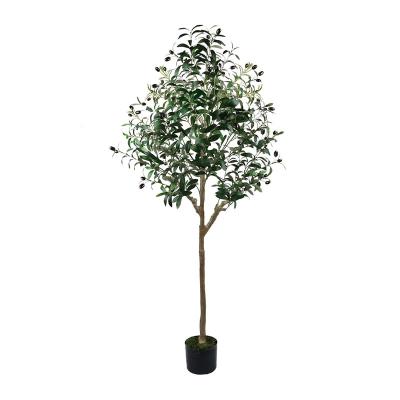 China Indoor Decoration 144cm Plastic Fake 4.8ft Artificial Olives Plant Silk Leaf Olive Tree With Pot Artificial for sale