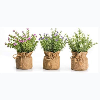 China Wholesale High Quality Plastic Indoor Decoration Burlap Sack Cloth Plant Pots For Indoor Garden Decor for sale