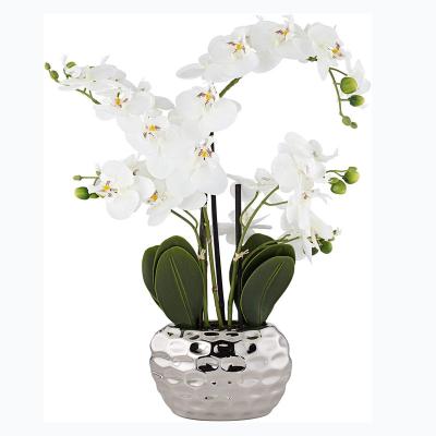 China Wholesale Plastic Artificial Orchid Flower Home Decor Real Touch Orchid Plant Potted Artificial Pots for sale