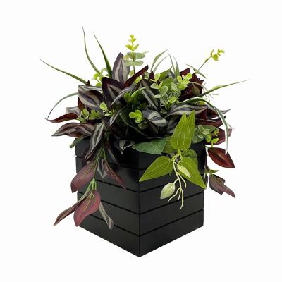 China 43CM High Purple&Green Plastic Potted Plastic Fake Leaves Plants Desktop Table Decorative Bonsai Artificial Plants for sale