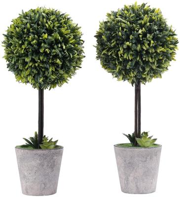 China Cheap modern plastic almost natural artificial indoor plant in topiary pots boxwood for outdoor decoration for sale