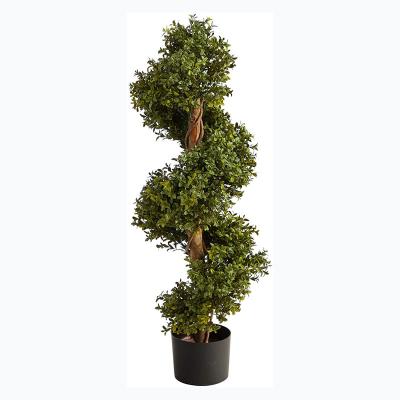 China 2022 New Design 84cm Large Plastic Snake Fake Plants Topiary Indoor Artificial Boxwood With Pots for sale