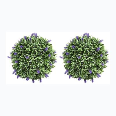 China Plastic Artificial Foliage Plants Outdoor Artificial Boxwood 20cm Plastic Grass Wall Hanging Topiary Ball for sale