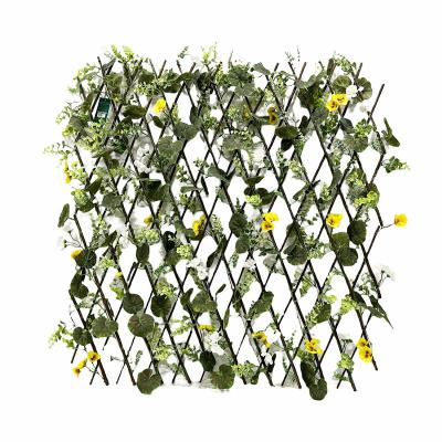 China 180CM Green Plastic Floral And Foliage Garden Use Artificial Leaves Wall White Yellow Flowers Decoration for sale