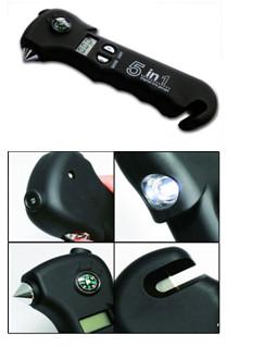 China tire gauge with compass & emergency hammer & seat belt cutter for sale