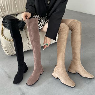 China Anti-odor over the knee boots women 2021 new boots show thin legs elastic thick heel high boots for sale