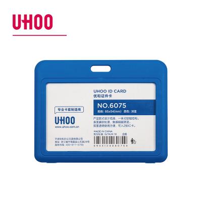 China Uhoo Fashionable High Quality 6075 PP Material Eco-friendly Double Dot ID Transparent Card Holder for sale