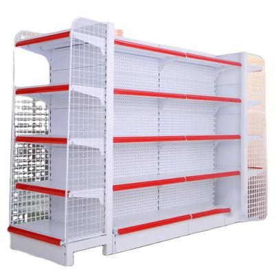 China Wholesale New Design Double Sided Shop Equipment Gondola Rack Dividers Perforated One Hand Second Hand Supermarket Double Side Shelf for sale