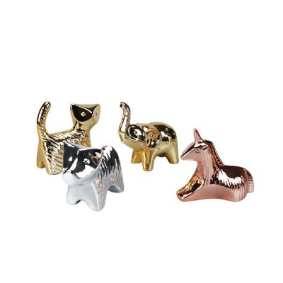 China Elephants Cat Unico Design Ornaments Gold Plating Accessories Animal Shaped Modern Minimalist Home Decoration Table Decor for sale