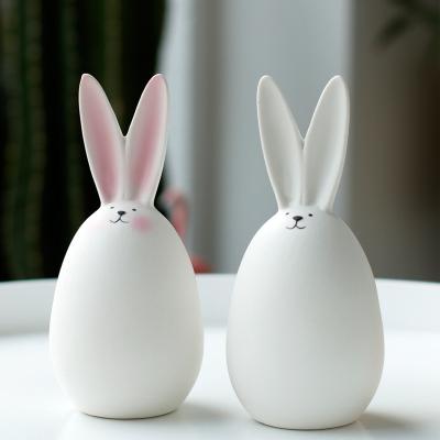 China Art Decoration Accessories Ceramic Mini Rabbit Modern Minimalist Luxury Cute Ornaments For Home Decor Living Room Table Trinket Office Gift for sale