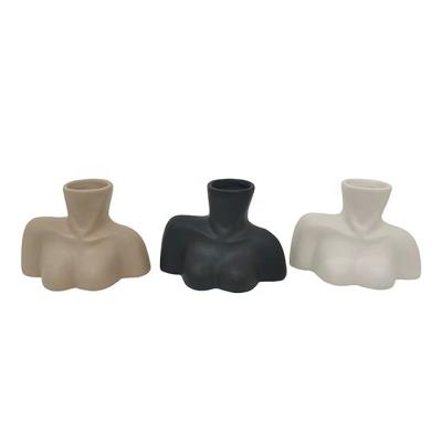 China New Nordic Minimalist Design Small Naked Ceramic Female Body Shaped Flower Vase For Office Home Decor for sale