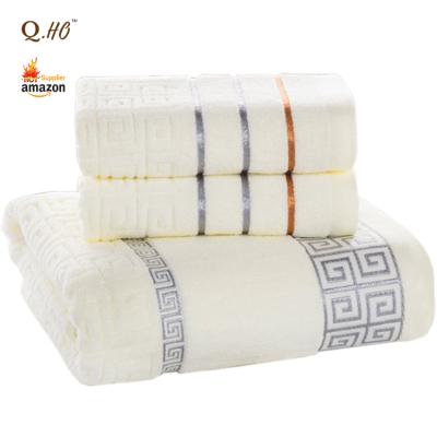 China Ideal Luxurious QUICK DRY Extra Large Daily Use 100%Ringspun Cotton Rayon Trim Super Soft Bath Towel Super Soft Luxury Gift Box With Logo for sale