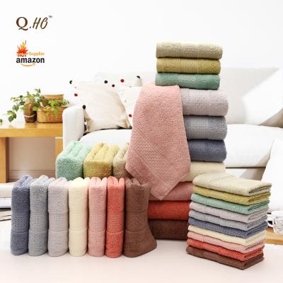 China Hot Selling QUICK DRY Luxury Luxury Quick Dry Soft and Grid Face 100% Absorbent Cotton Jacquard Hand Towel Set for sale