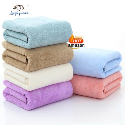 China Wholesale QUICK DRY Microfiber 2pcs set coral fleece bath face towel and empty bath towels custom made for sale