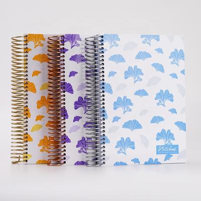 China Functional Spiral Hardcover A5 Flower Printing Private Label Planner Spiral Binding Custom Notebook for sale