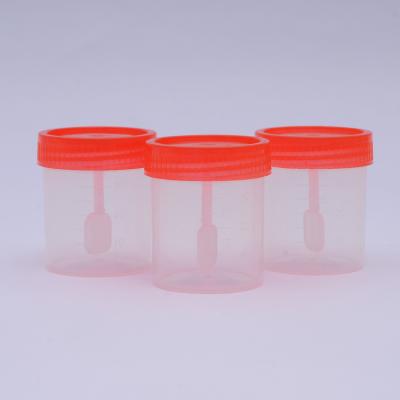 China Disposable Sterile Screw Cup / Urine Cup Container Instant Stool Making and Specimen Prizes with Spoon en venta