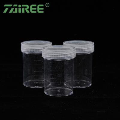 Cina Screw Cup Specimen Measuring Cup Sterile Plastic Sampling Test Container / Flash Cup 40ml For Urine PS Collection in vendita