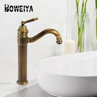 China Electric Waterfall Faucets Boweiya Basin Copper Waterfall Mixer Cheap Wall Mounted Vanity Faucet Bathroom Hot Water Gold Luxury Antique Faucets Brass Faucet for sale