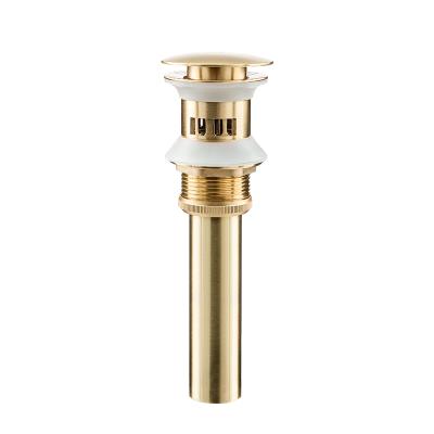 China Anti noise Luxury Gold Brass Catcher Basket Strainer Hair Up Drain Stopper Vanity Vessel Sink Bathroom Sink Strainer With Overflow for sale