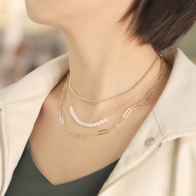 China FASHIONABLE Pearl Multi-chain Necklace Twin Layers Simple Trend All-match Temperament Clavicle Chain Popular Jewelry For Women for sale