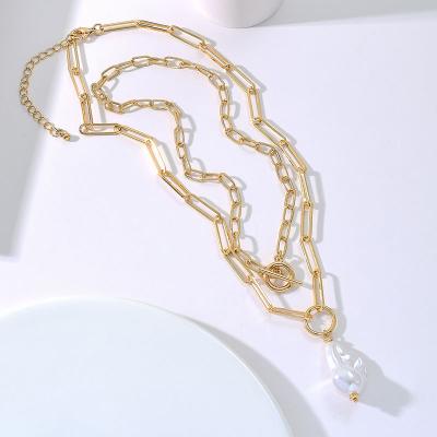 China Trendy Drop Fashion Gold Multi-row Water Fashion Necklace Twin Mix And Match Cuban Link Multilayer Hippie Chains Women for sale