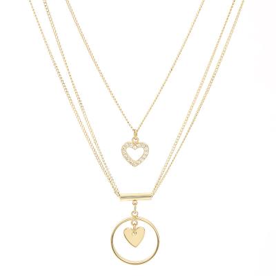 China 2021 New Trendy Simple Golden Geometric Moon Water Wave Multilayer Twin Necklace For Women for sale