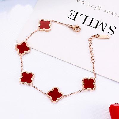 China Lucky Four-Leaf Clover Bracelet For FASHIONABLE Women18k Rose Gold Bracelet Christmas Gift for sale