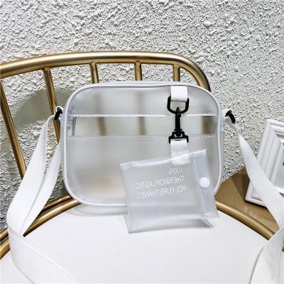 China Women's Simple Square PVC Waterproof Transparent Women's Mini Bags Cross - Body Bags Wide Straps Phone Clear Handbag for sale