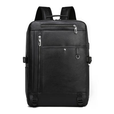 China Outdoor waterproof and scratchresistant PU supplier waterproof leather backpack for men anti theft laptop backpack bag for sale